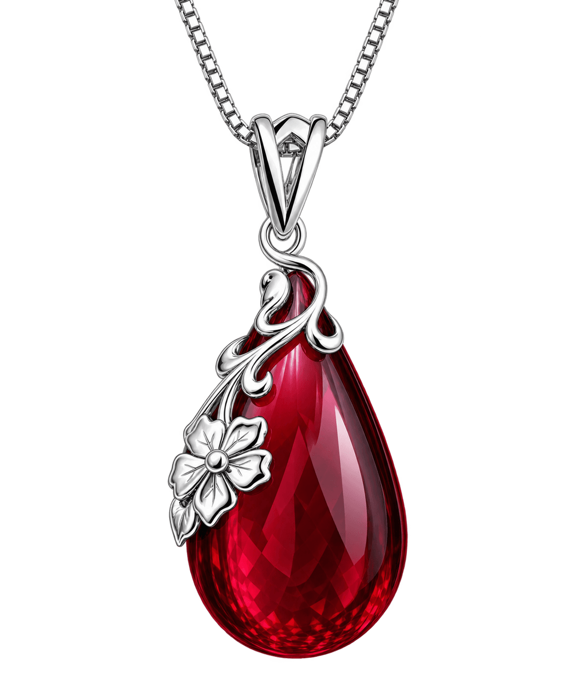 🌹 Crimson Floral Embrace Pendant